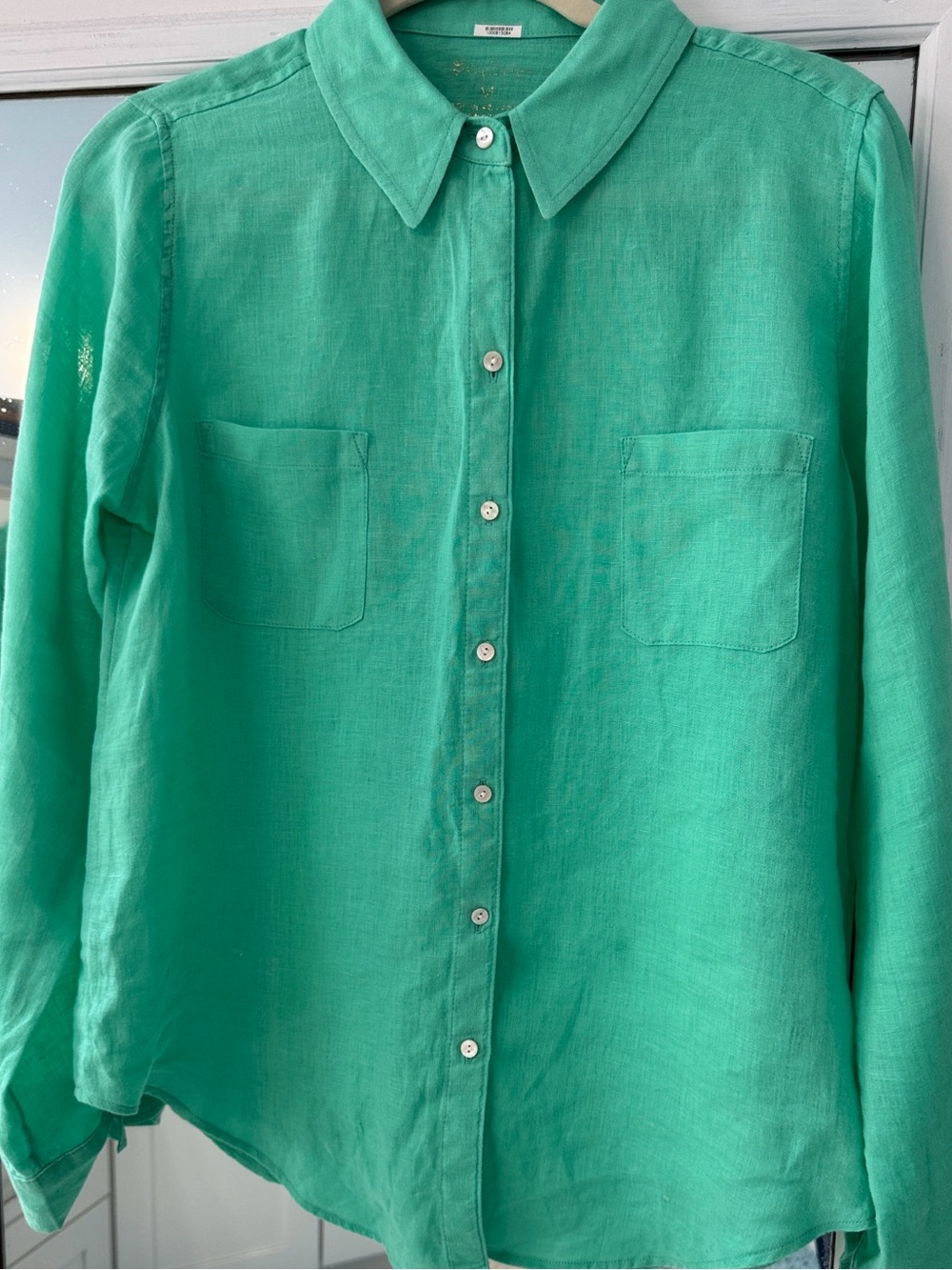 Lilly Pulitzer Sea View Linen Shirt Green M